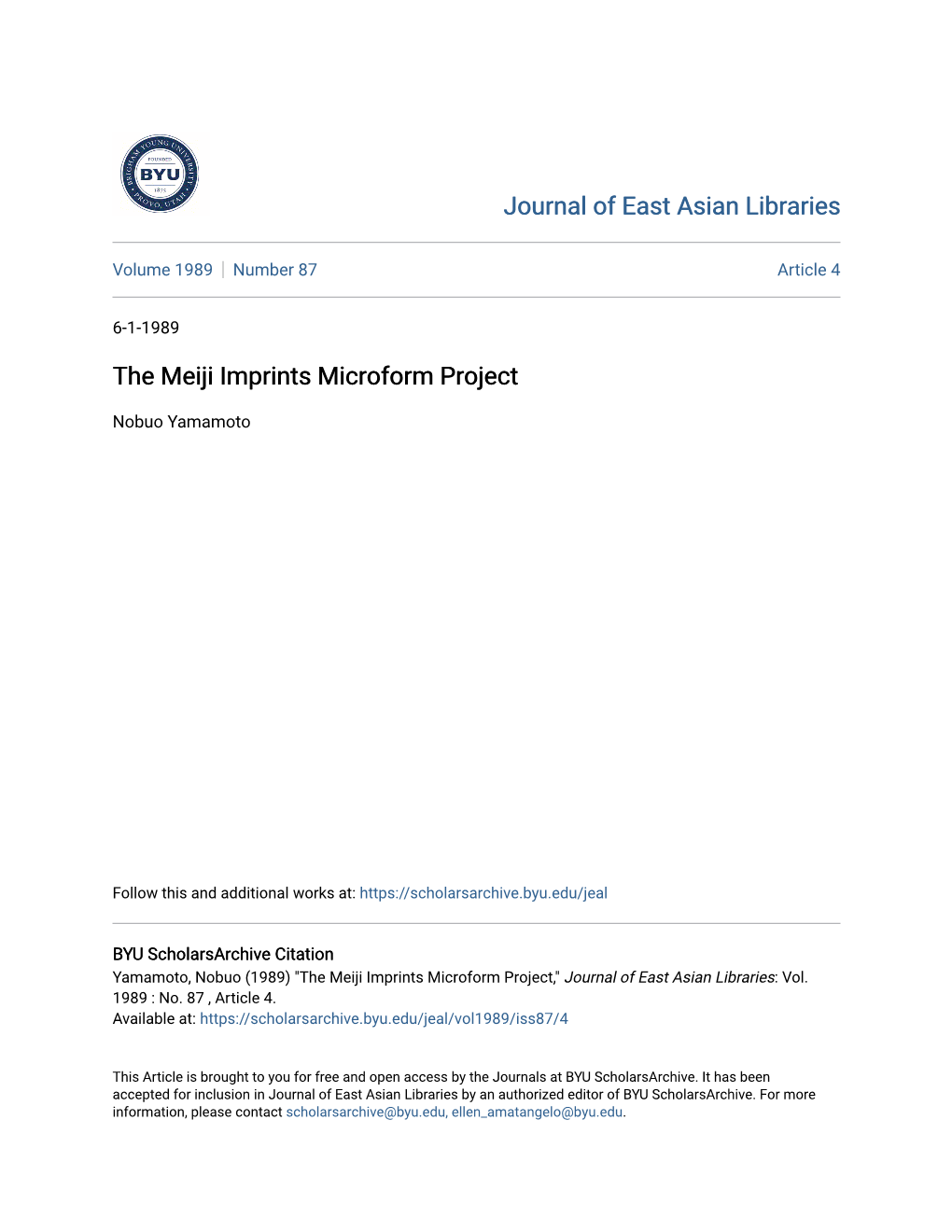 The Meiji Imprints Microform Project