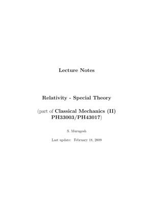 Lecture Notes Relativity