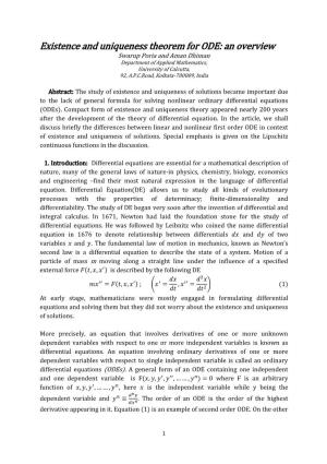Existence and Uniqueness Theorem For