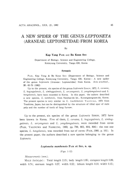 Araneae: Leptonetidae) from Korea