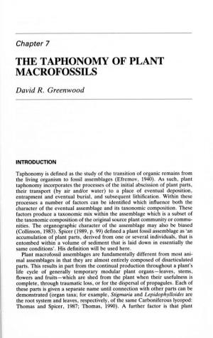 The Taphonomy of Plant Macrofossils