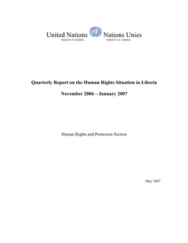 United Nations Nations Unies MISSION in LIBERIA MISSION AU LIBERIA