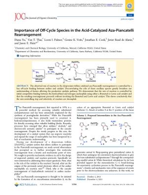 Importance of Off-Cycle Species in the Acid-Catalyzed Aza-Piancatelli