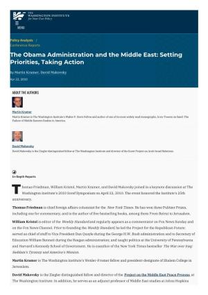 The Obama Administration and the Middle East: Setting Priorities, Taking Action by Martin Kramer, David Makovsky
