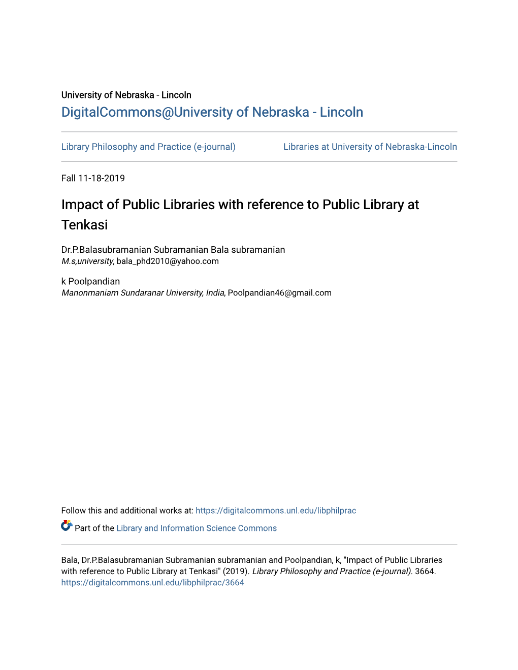 Impact of Public Libraries with Reference to Public Library at Tenkasi