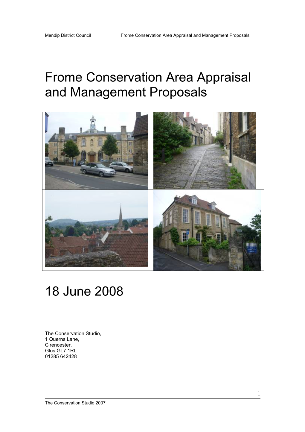 Frome Conservation Area Appraisal and Management Proposals