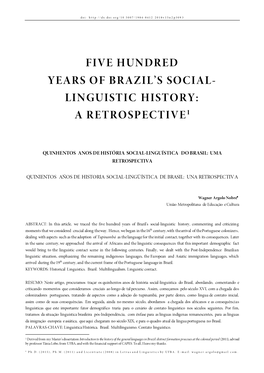 Five Hundred Years of Brazil's Social- Linguistic History: a Retrospective1