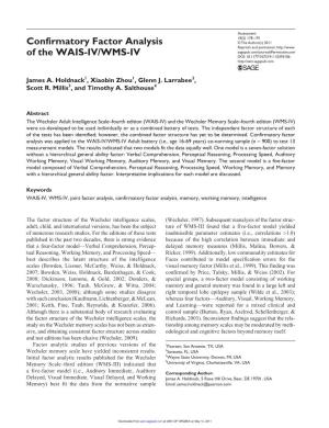 Confirmatory Factor Analysis of the WAIS-IV/WMS-IV