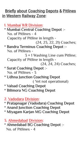 Briefly About Coaching Depots & Pitlines in Western Railway Zone