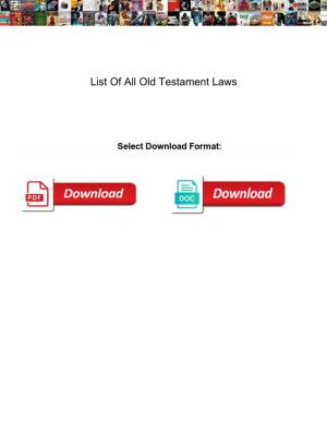 List of All Old Testament Laws