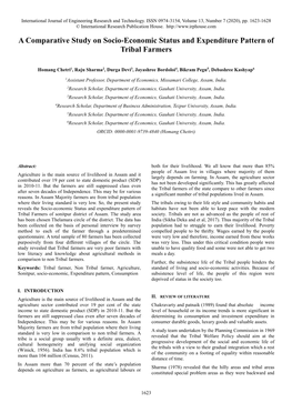 A Comparative Study on Socio-Economic Status and Expenditure Pattern of Tribal Farmers