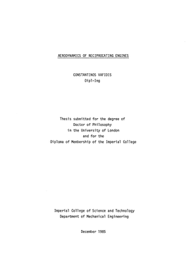 Aerodynamics of Reciprocating Engines