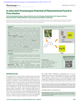 In Silicoanti-Preeclampsia Potential of Phytochemical Found in Ficus