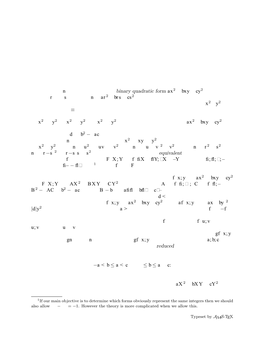 4. BINARY QUADRATIC FORMS 4.1. What Integers Are Represented by a Given Binary Quadratic Form?. an Integer N Is Represented by T