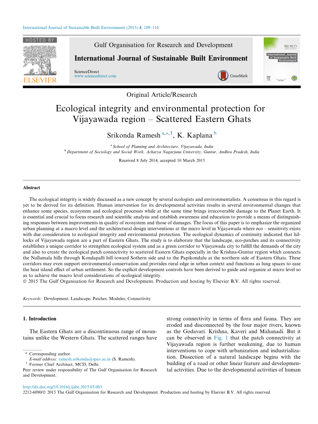 Ecological Integrity and Environmental Protection for Vijayawada Region Â