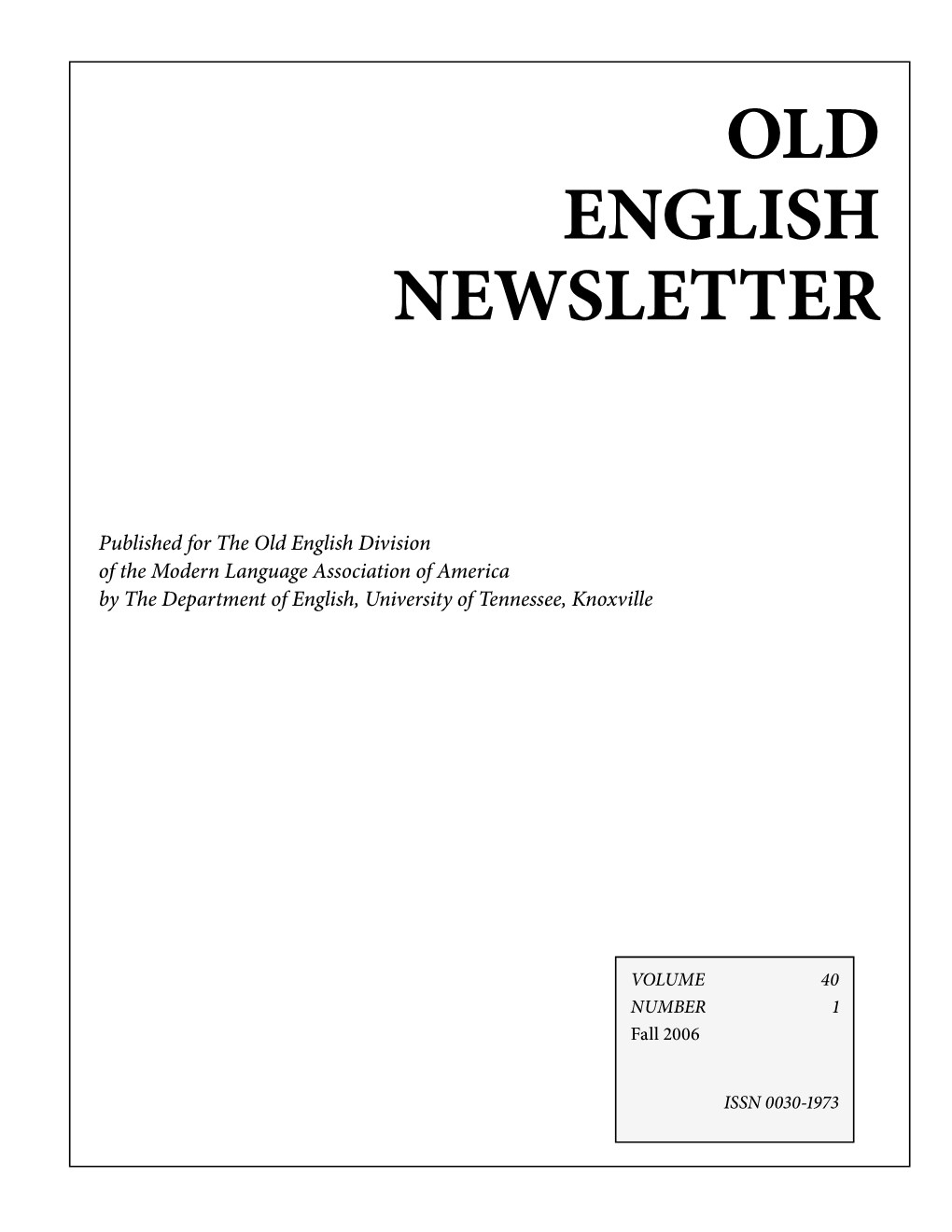 Old English Newsletter