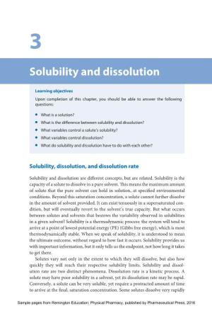 Solubility and Dissolution