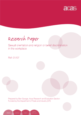 Sexual Orientation and Religion Or Belief Discrimination in the Workplace