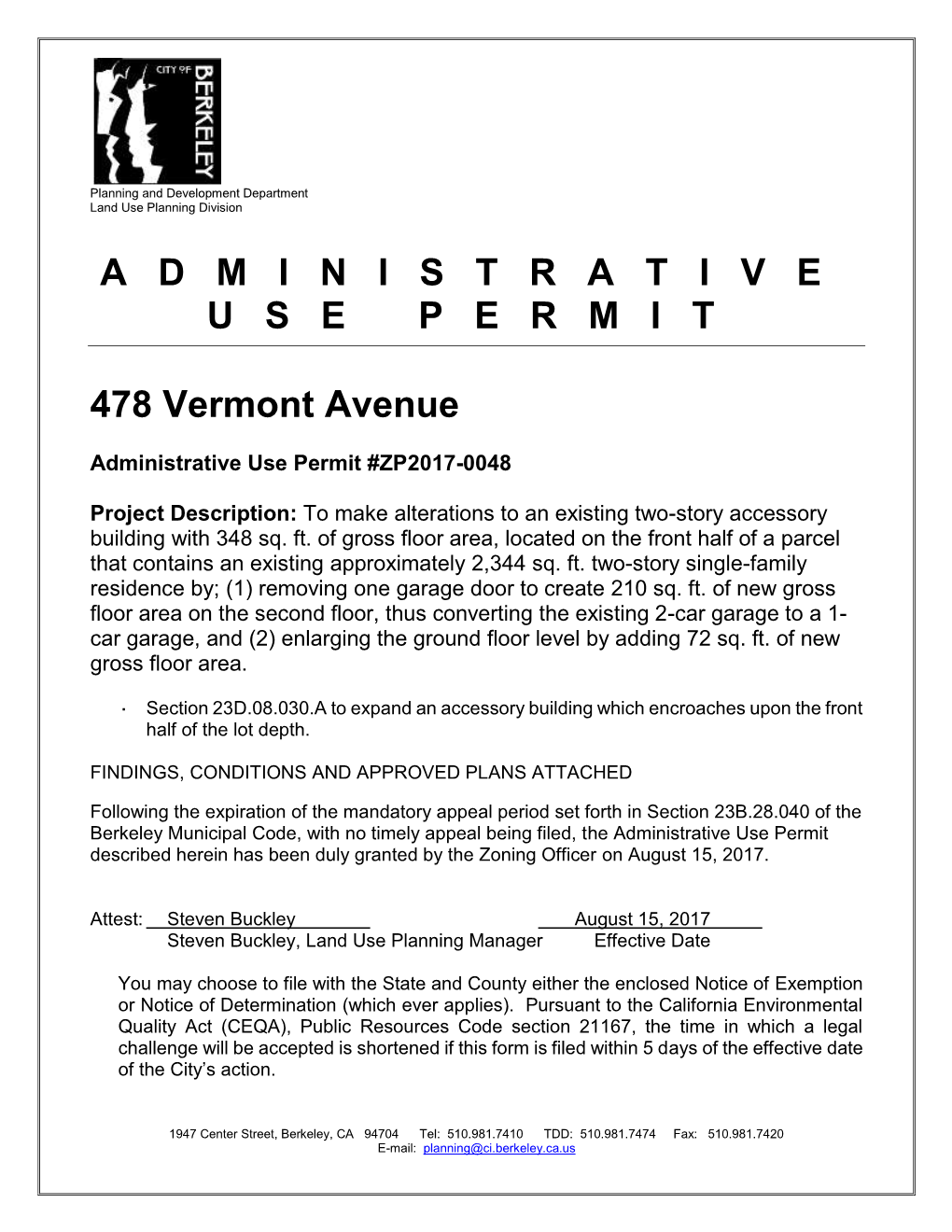 Adminstrative Use Permt