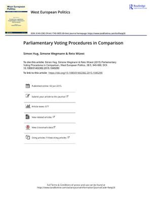 Parliamentary Voting Procedures in Comparison
