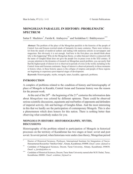 Mongolian Parallel in History: Problematic Spectrum