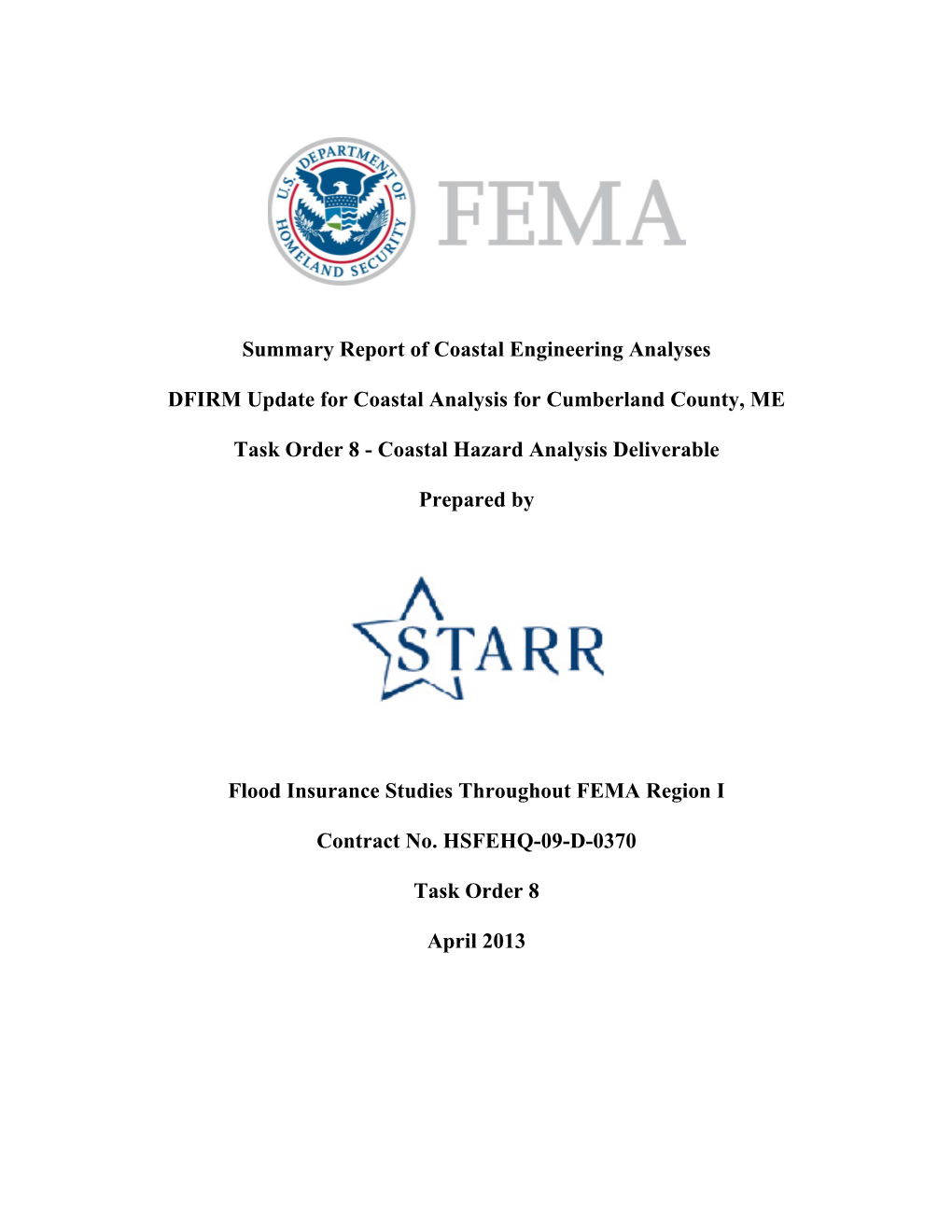 Summary Report of Coastal Engineering Analyses DFIRM