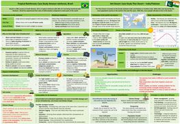 Case Study Amazon Rainforest, Brazil Hot Desert: Case Study Thar Desert – India/Pakistan