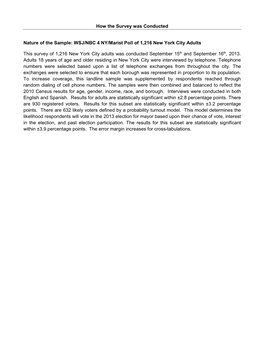 WSJ/NBC 4 NY/Marist Poll of 1216 New York City Adults This Survey Of