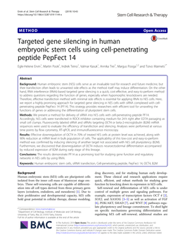 Targeted Gene Silencing in Human Embryonic Stem Cells Using Cell