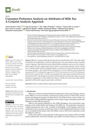 Consumer Preference Analysis on Attributes of Milk Tea: a Conjoint Analysis Approach