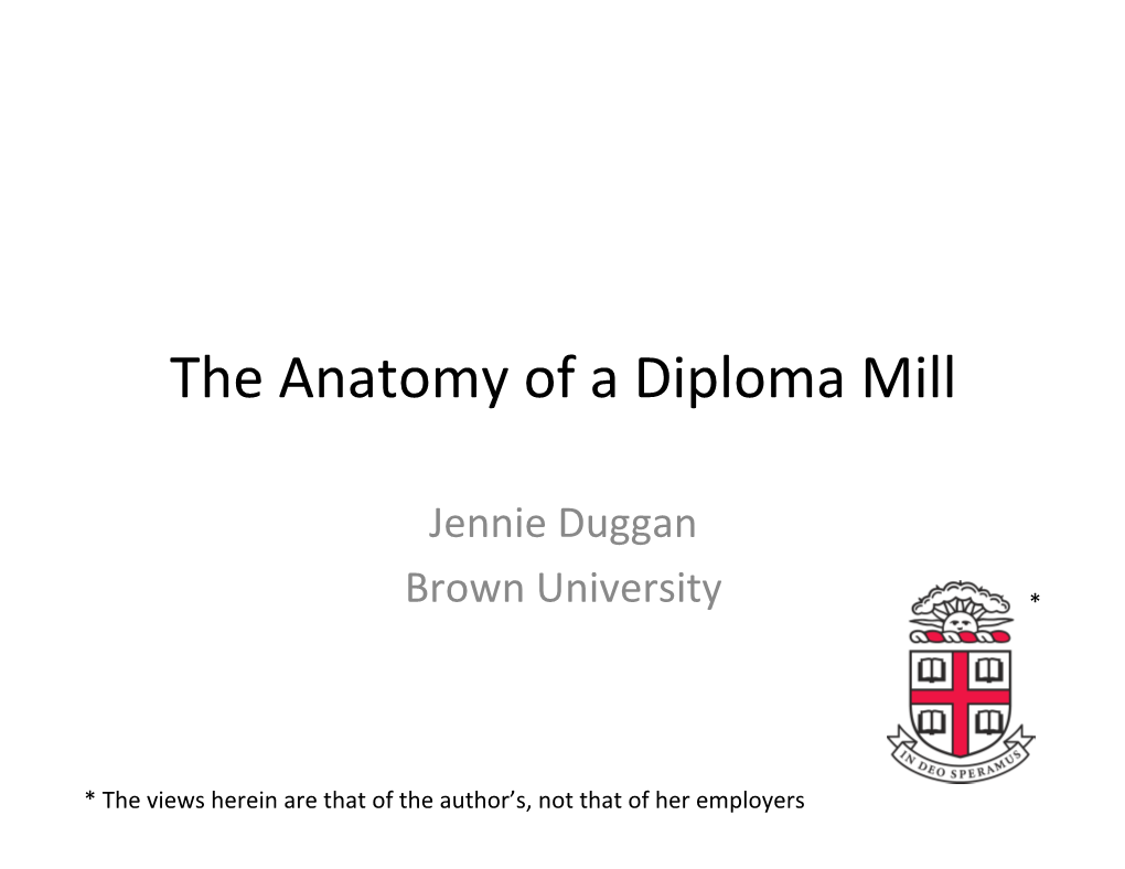 The Anatomy of a Diploma Mill