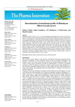 Determination of Nutritional Profile of Himalayan Filbert (Corylus Ferox)