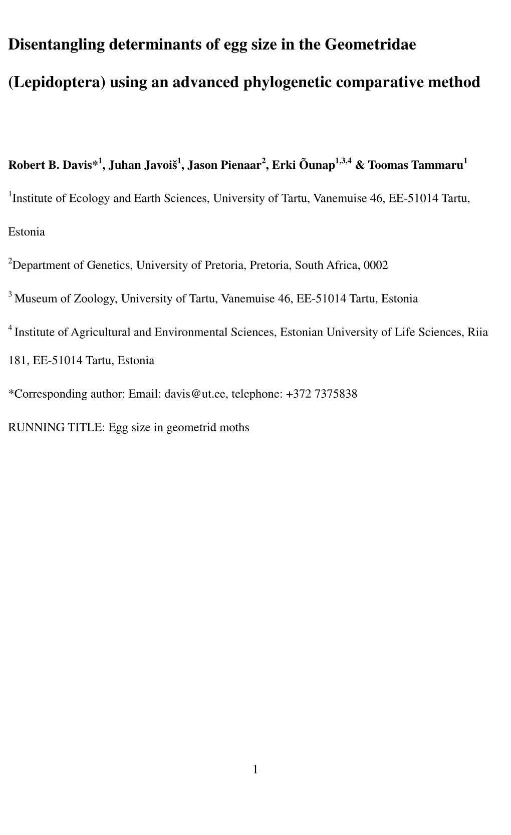 (Lepidoptera) Using an Advanced Phylogenetic Comparative Method