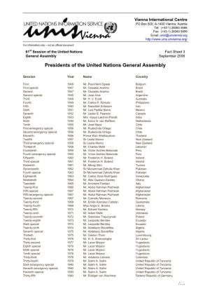 Presidents of the United Nations General Assembly