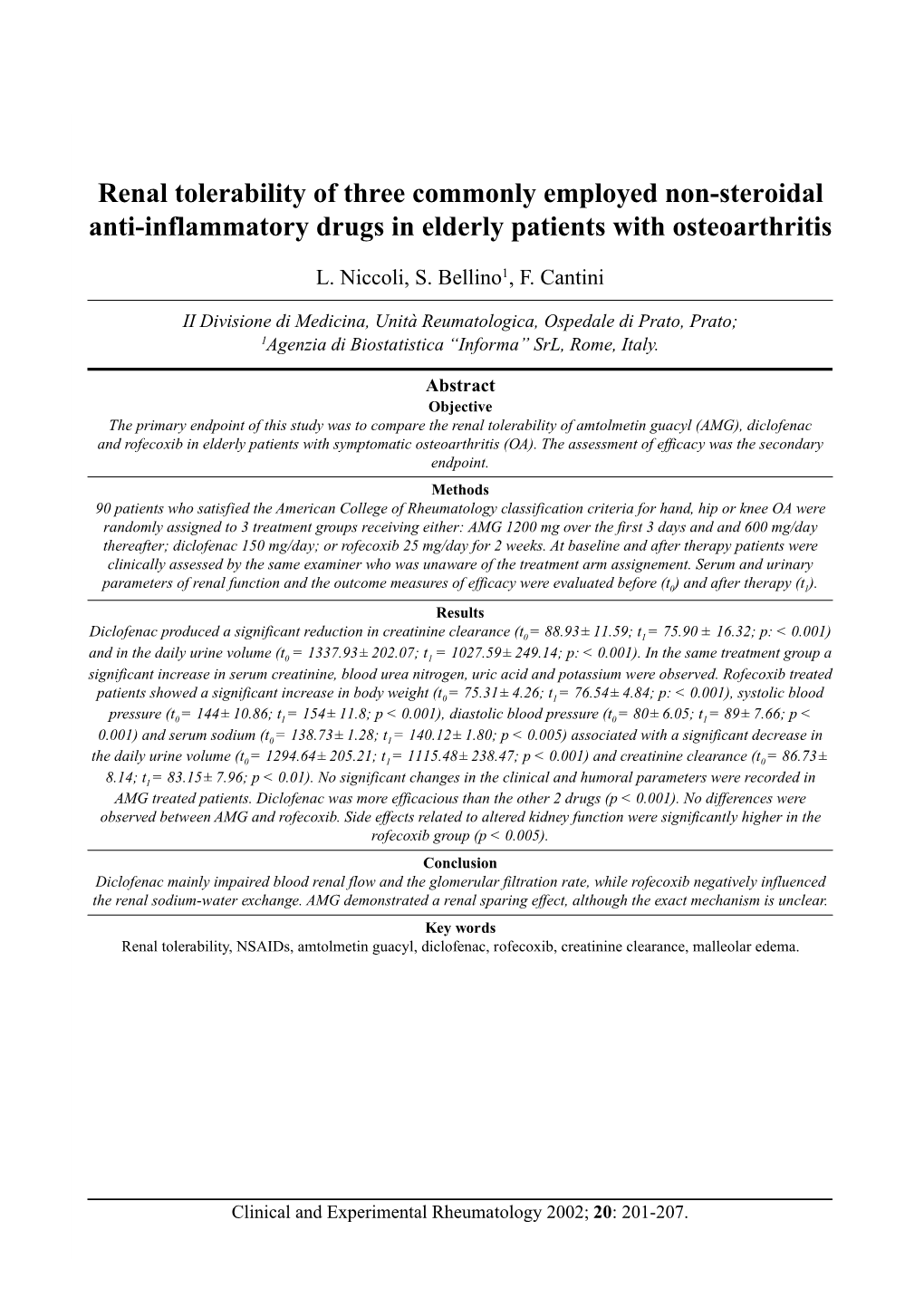 Renal Tolerability of Three Commonly Employed Non-Steroidal Anti-Inflammatory Drugs in Elderly Patients with Osteoarthritis