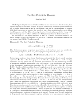 The Bott Periodicity Theorem