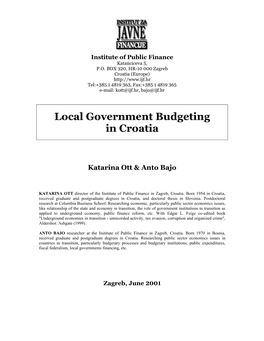 Local Government Budgeting in Croatia