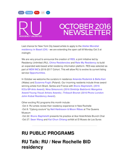 RU Newsletter: October 2016