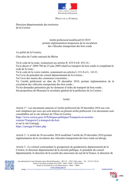 Direction Départementale Des Territoires De La Corrèze Arrêté