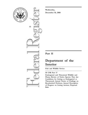 Department of the Interior Fish and Wildlife Service