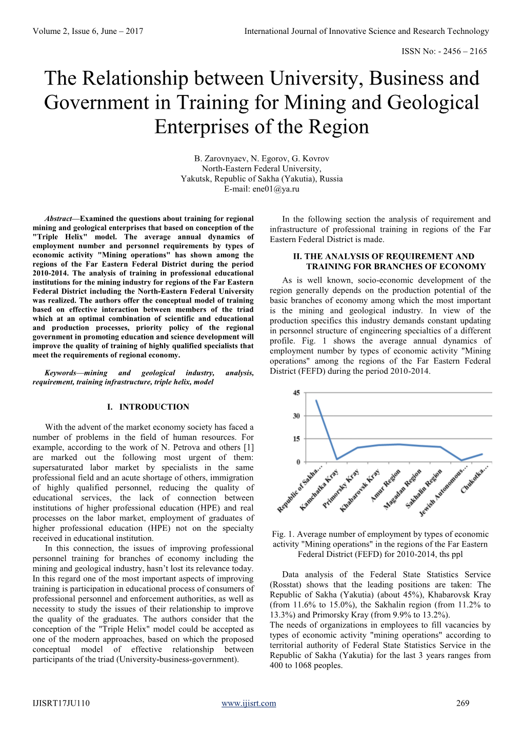 The Relationship Between University, Business and Government in Training for Mining and Geological Enterprises of the Region