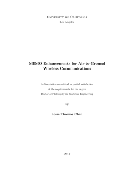 MIMO Enhancements for Air-To-Ground Wireless Communications