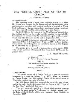 The "Nettle Grub" Pest of Tea in Ceylon. G, Douglas Austin