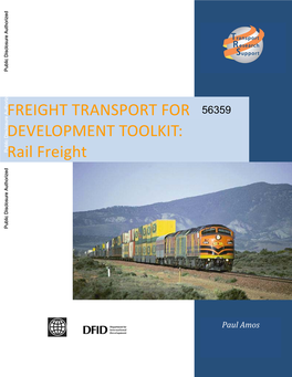 FREIGHT TRANSPORT for DEVELOPMENT TOOLKIT: Rail