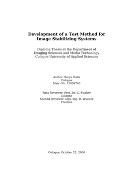 Development of a Test Method for Image Stabilizing Systems