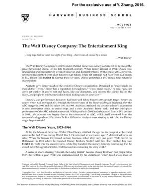 The Walt Disney Company: the Entertainment King
