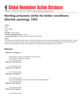 Norillag Prisoners Strike for Better Conditions (Norilsk Uprising), 1953
