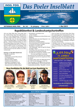 Das Poeler Inselblatt Amtliches Bekanntmachungsblatt Der Gemeinde Ostseebad Insel Poel
