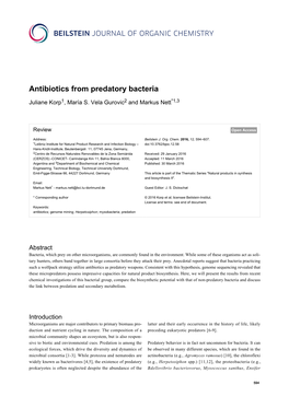Antibiotics from Predatory Bacteria