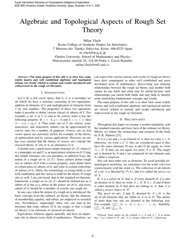 Algebraic and Topological Aspects of Rough Set Theory